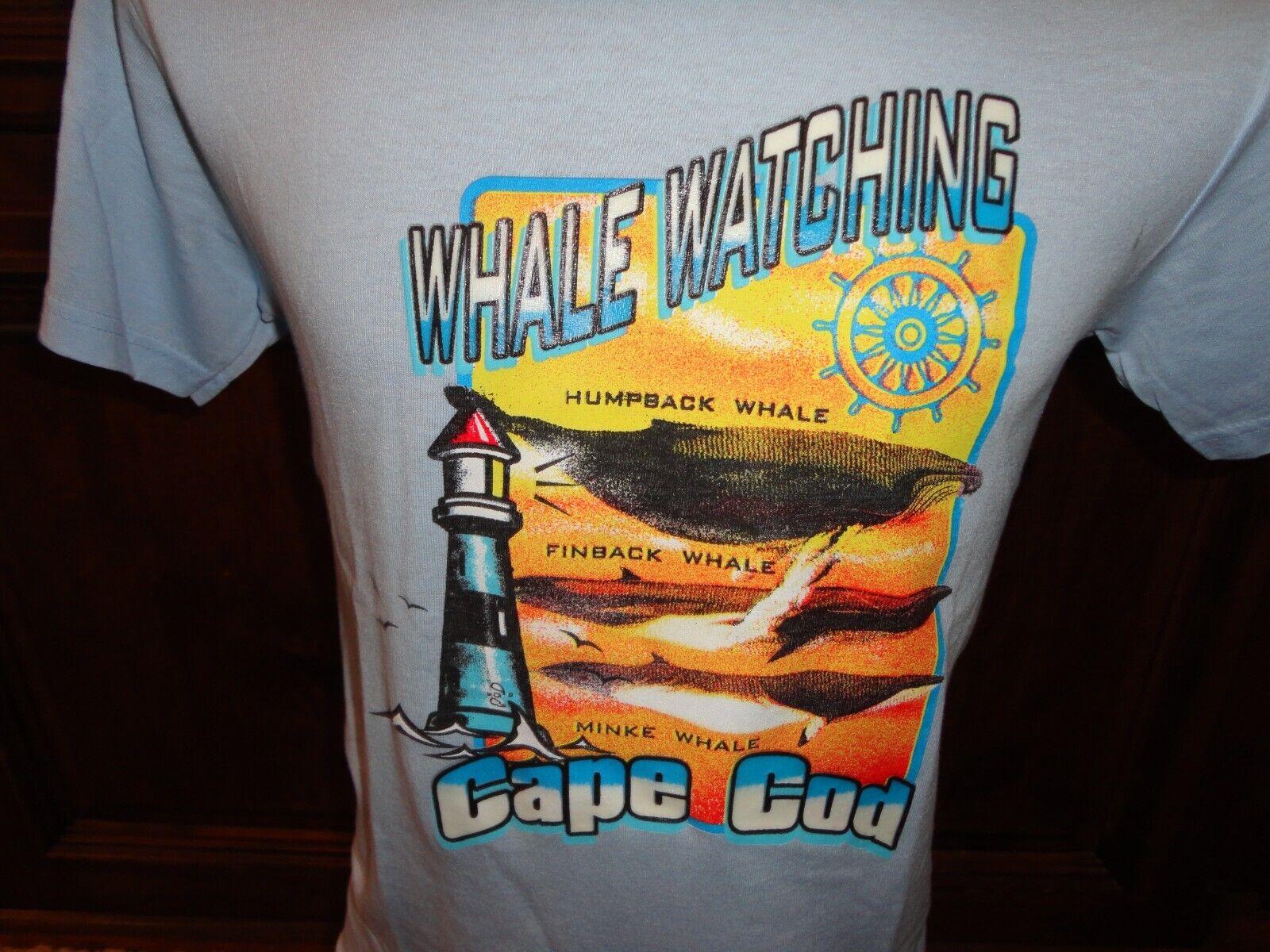 Vintage 90's Blue Cape Cod Whale Watching 50-50 T-shirt Adult S