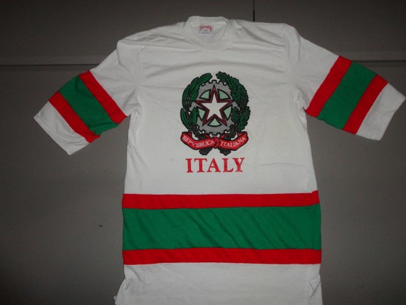 Vtg 90's Nutmeg Mills Italy 50-50 Jersey Shirt Fi… - image 1