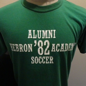 Vtg 80&#39;s Green Russell Athletic 50-50 1982 Hebron Hockey Alumni Tshirt Fits Sz L