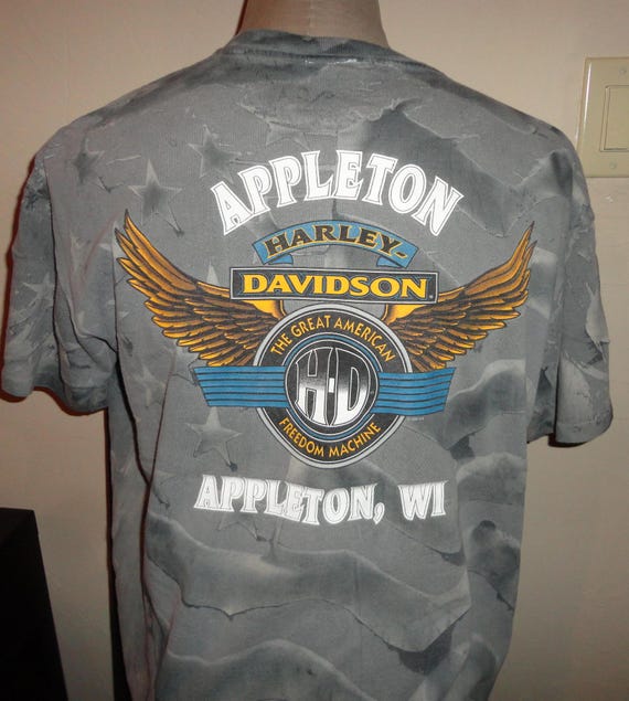 Vtg 90's HOLOUBEK Harley Davidson Gray Tie Dye Tshirt Adult L