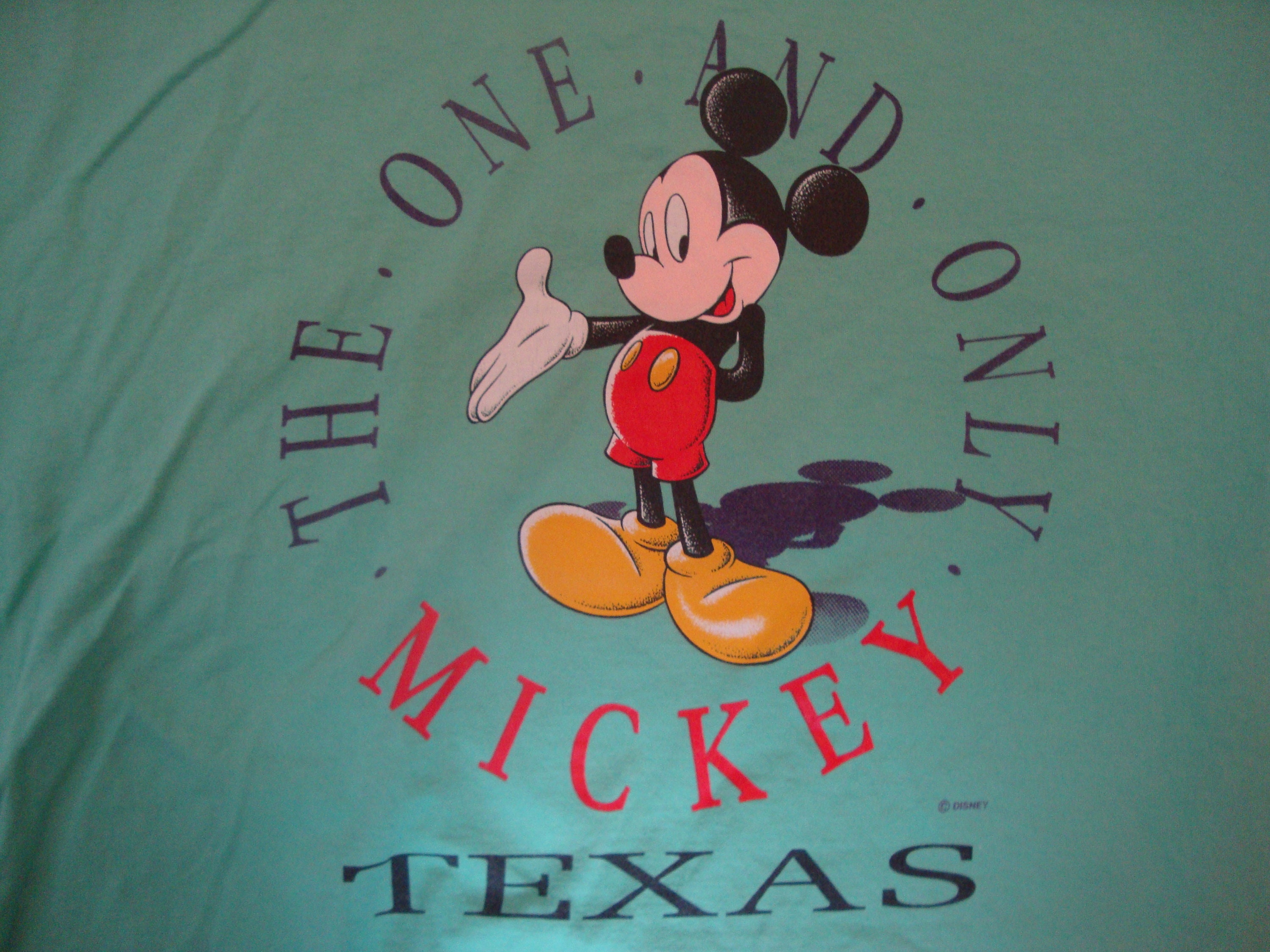 Vtg 90's Walt Disney Mickey Mouse Texas Green T Shirt Size XL - Etsy
