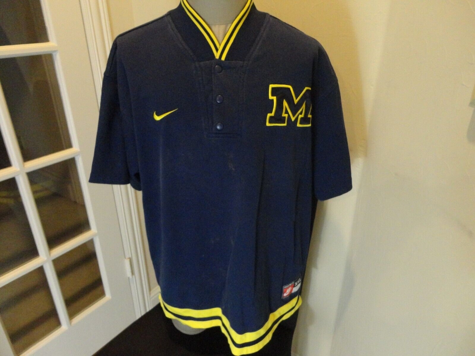 Vtg 90's Nike Blue Sewn Michigan Wolverines NCAA Jersey Warmup