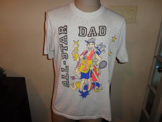 Vtg 90's Gray Thin Soft Comical ALL STAR Dad All … - image 6