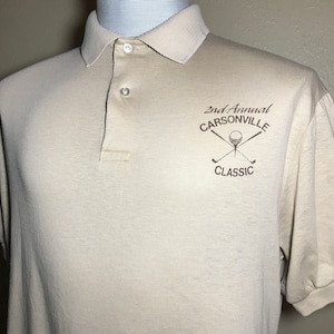 Vtg 80&#39;s 2nd Annual Carsonville Classic Golf Tournament Polo T-Shirt Adult L
