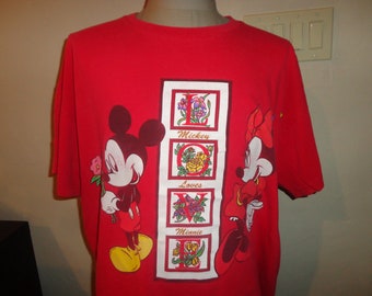 Vtg 90's Mickey Unlimited Mickey Loves Minnie Disney Tshirt Fits Adult XL Rare