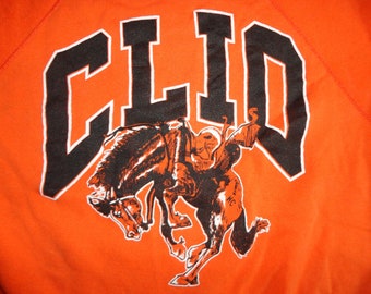 Vtg 90's Tultex Orange CLIO 50-50 Crew cuello sudadera se adapta adulto M muy bueno