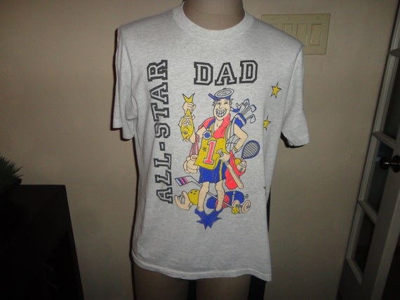 Vtg 90's Gray Thin Soft Comical ALL STAR Dad All … - image 2