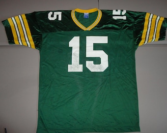 Vtg Champion Green Bay Packers Screen NFL #15 Bart Starr Jersey Fits Men 52 2XL