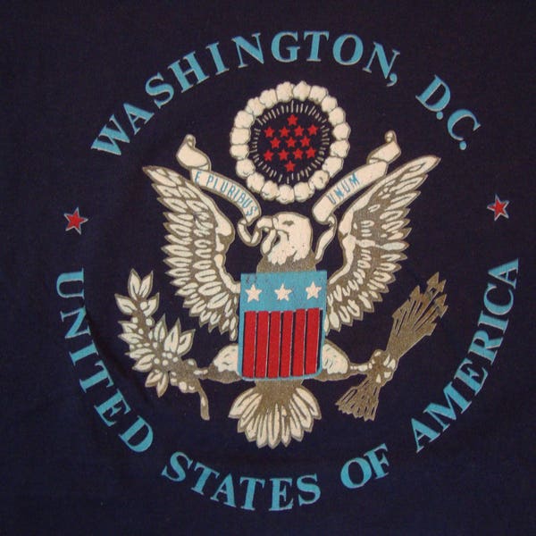 Vtg 80's Washington D.C United States Of America Souvenir Blue T Shirt Size M