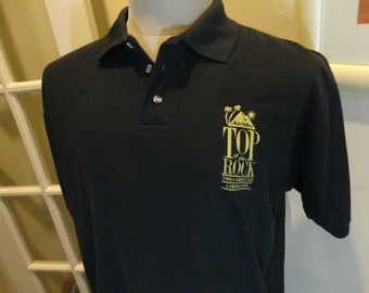 Vtg 90's Black Screen Stars Top of the Rock Cable Car Gilbraltar Polo Shirt Sz L