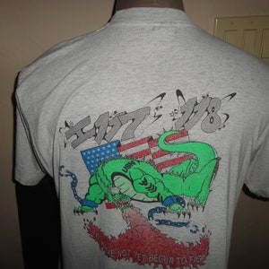 Vtg 90&#39;s USN Kitty Hawk Battallion Gray 50-50 Tshirt Adult L USA Rare Militay