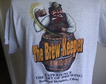Vintage 80's The Brew Keeper Bedford Heights, Ohio Gray T Shirt Size M