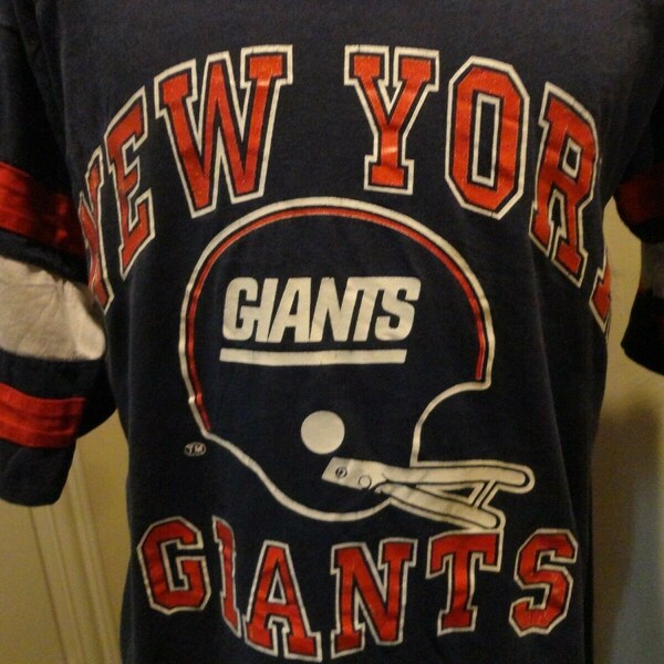 Vtg 80's Logo 7 New York Giants Blue 50-50 NFL Helmet Logo Jersey Shirt Fits M