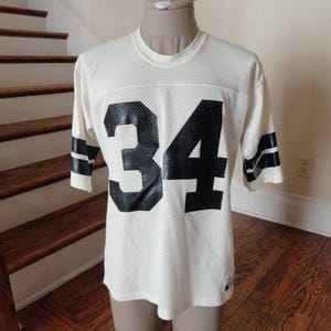 Vtg 80&#39;s White Oakland Raiders #34 Bo Jackson Champion Nylon Screen Jersey Men L