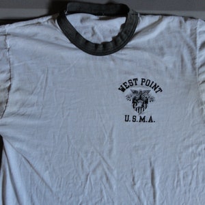 Vtg 80's RINGER 50-50 West Point Black Knights U.S.M.A Tshirt Fits Adult M Rare
