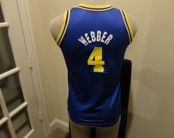 Vtg 90s Champion Golden State Warriors #4 Chris Webber NBA Screen