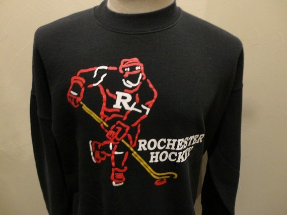 Vtg 90's Black Rochester Hockey Fruit of Loom 50-… - image 1