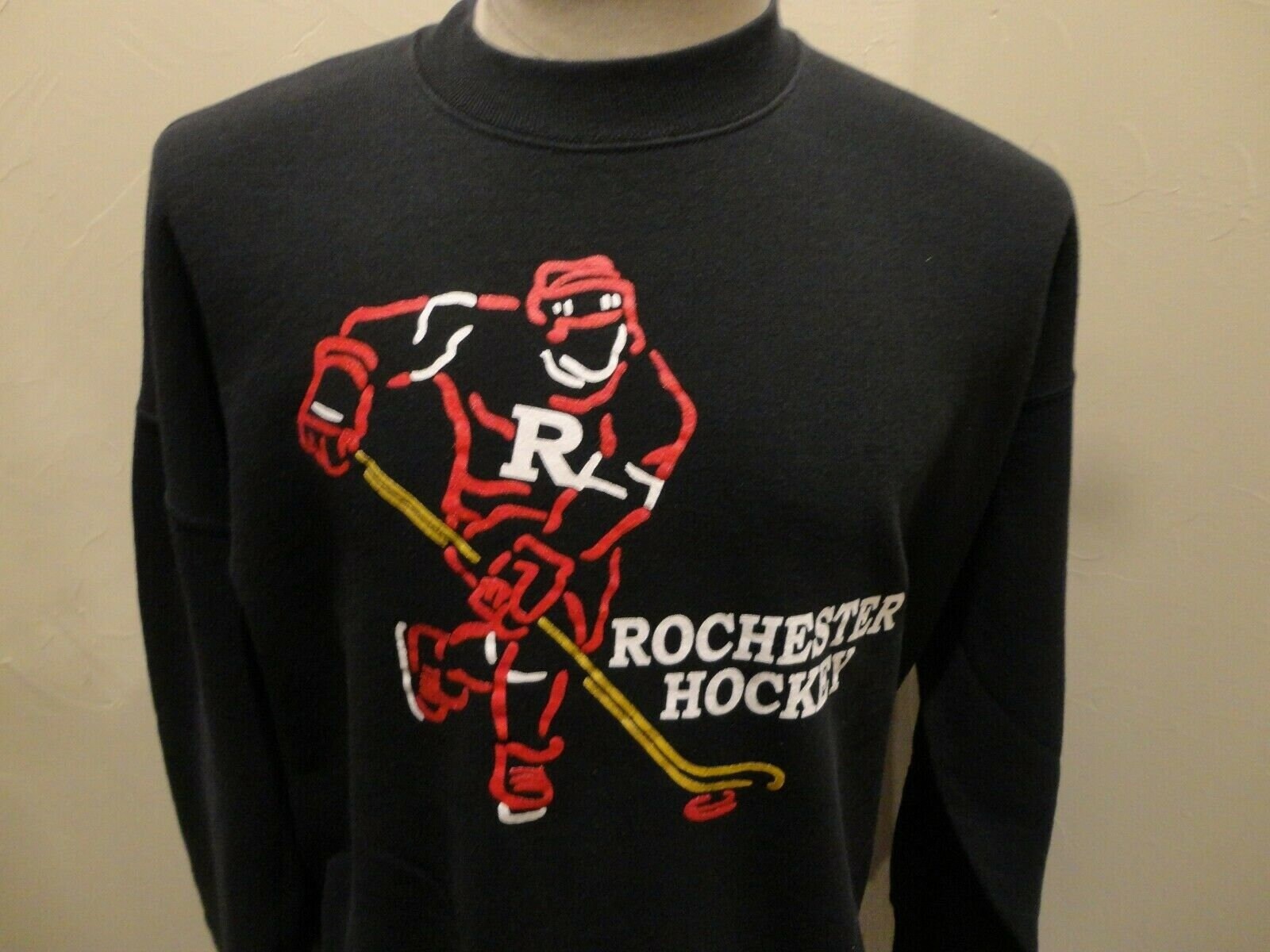 Vtg 90's Black Rochester Hockey Fruit of Loom 50-50 Hockey
