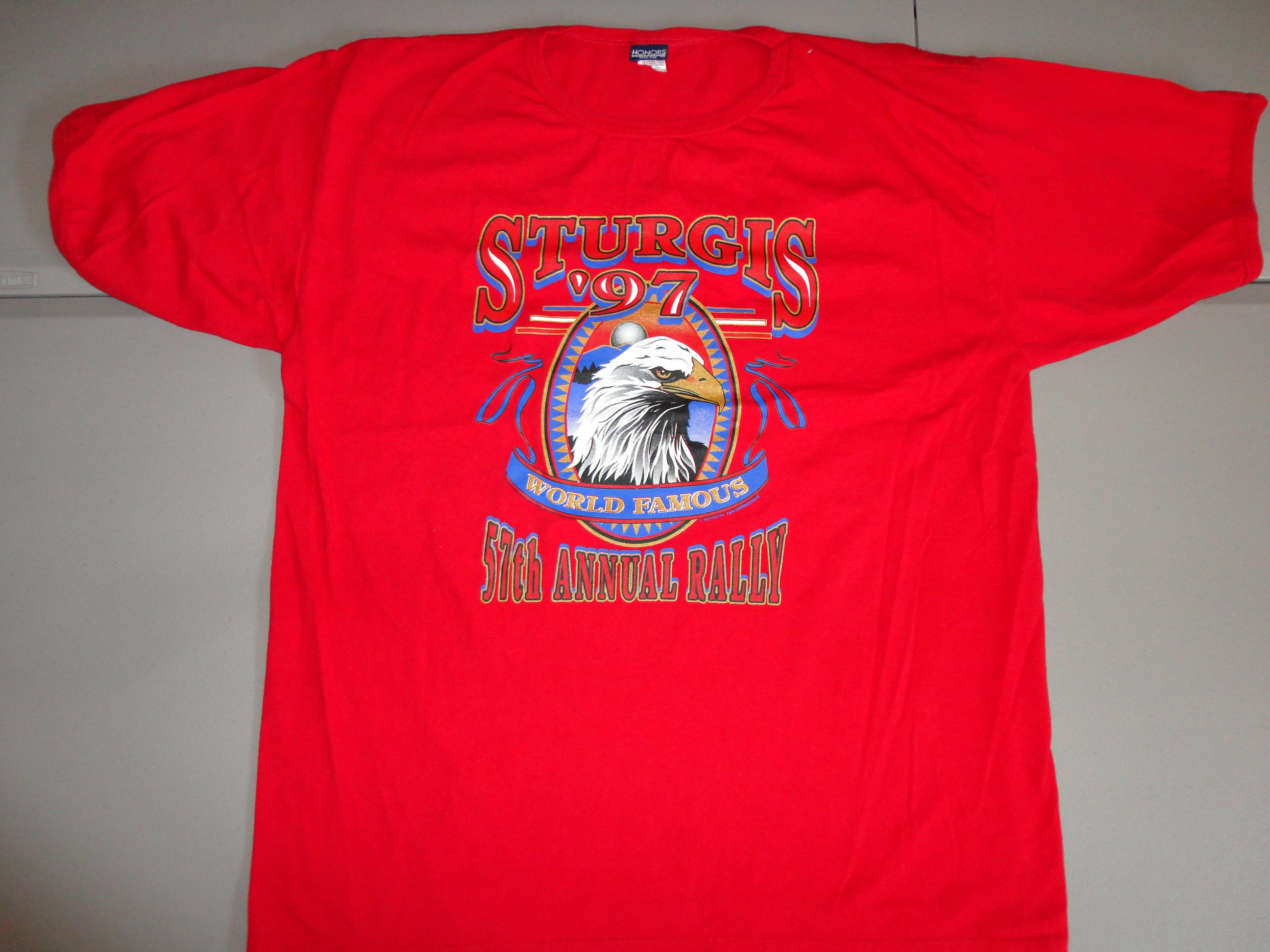 Vtg 1997 Red Sturgis Bike Rally 57th Annual Eagle Head T-shirt | Etsy