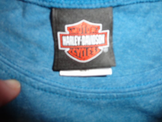 Vtg 90's Blue Harley Davidson 50-50 Cotton Blend … - image 5