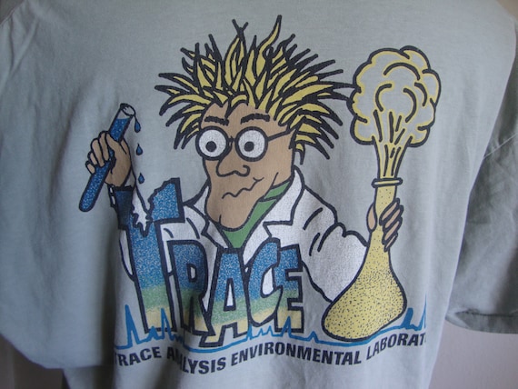 Vintage 90's Trace Analysis Environmental Laboratory Mad Scientist T Shirt Sz XL