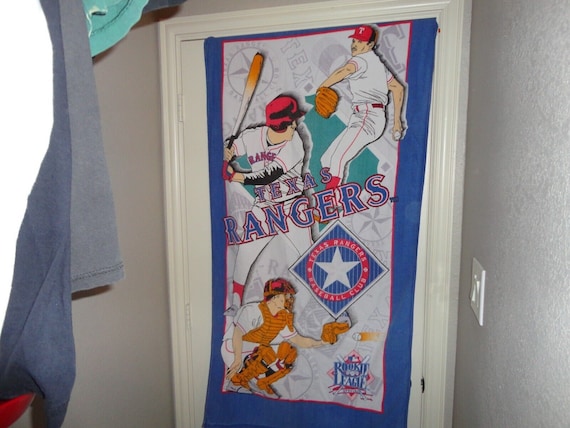 Vintage 90s Texas Rangers Baseball Beach Towel - image 1