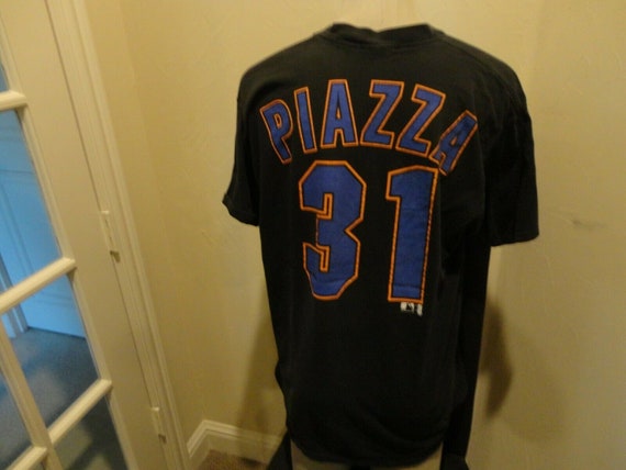 Throwback Mike Piazza New York METS #31 Black Mens XL Baseball