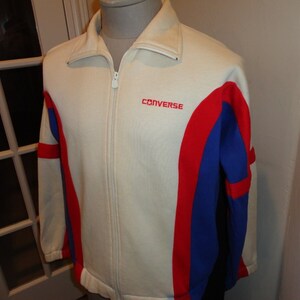 Vtg 90&#39;s Light Tan Embroidered Converse Heavyweight Full Zip Jacket Adult M Rare