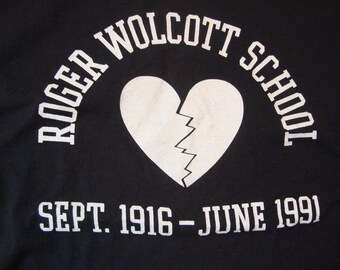 Vtg 90's Roger Wolcott School Septiembre 1916 - Junio 1991 Camiseta Negra Talla XL