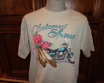 Vintage 2000 Tan Untamed Spirit Daytona Beach BIKE WEEK Cotton T-shirt Adult XL