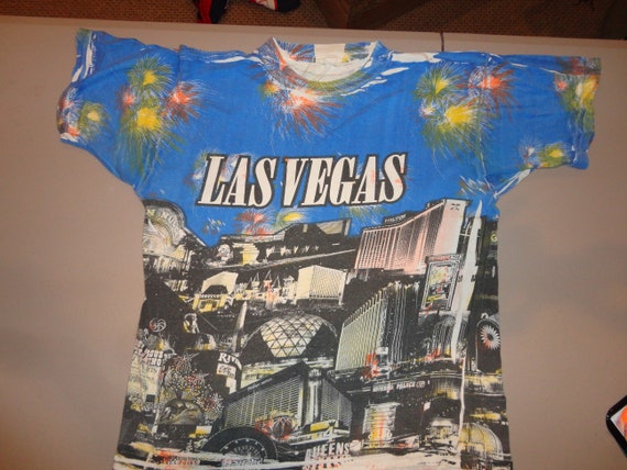 Vtg 90's ALL OVER Print Las Vegas Strip Multicolo… - image 7