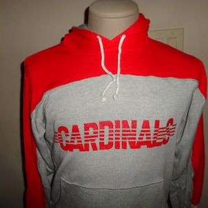 Vtg 80&#39;s Champion Blue Tag Louisville Cardinals 65-35 Hooded Sweatshirt Fits S