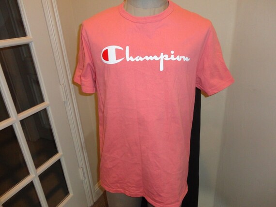 Vintage 90's Pink Champion Blue Bar Spellout Cott… - image 2