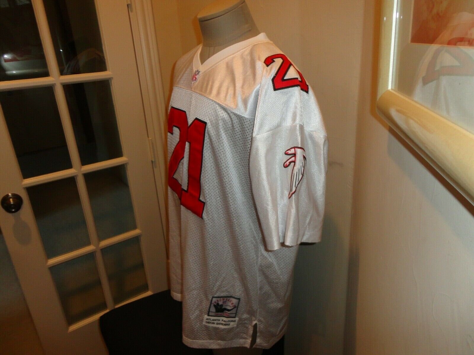 Vtg SEWN Throwback Authentic Atlanta Falcons #21 Deion Sanders NFL
