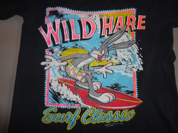 Vtg 1989 SSI WILD HARE Bugs Bunny Surf Board Warner Bros T-shirt