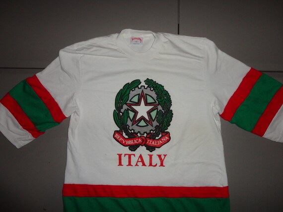 Vtg 90's Nutmeg Mills Italy 50-50 Jersey Shirt Fi… - image 2