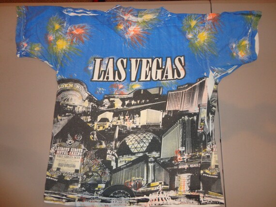 Vtg 90's ALL OVER Print Las Vegas Strip Multicolo… - image 8
