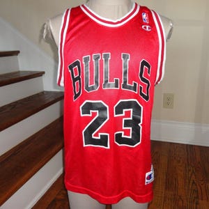 Vtg 90's Red Champion Chicago Bulls #23 Michael Jordan NBA Screen