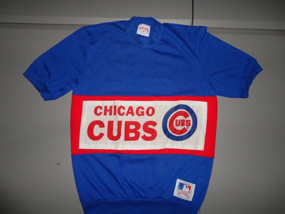 Vtg 90's Nutmeg Mills Chicago Cubs MLB Screen Jersey Shirt 