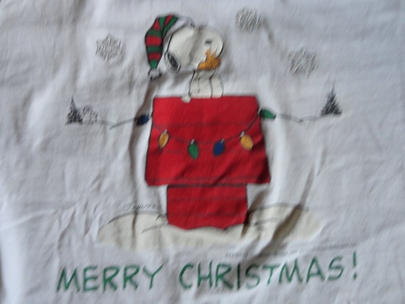 Vtg 80s White Nutmeg Brand Snoopy Merry Christmas… - image 1