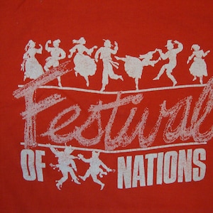 Vintage 80&#39;s Festival Of The Nations Souvenir Red T Shirt Size M