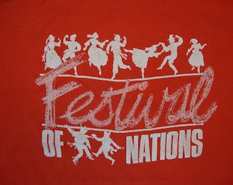 Vintage 80's Festival Of The Nations Souvenir Red T Shirt Size M