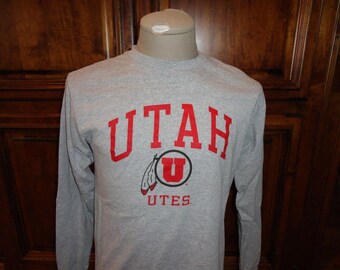 Vintage Jansport Utah Utes NCAA Cotton Long Sleeve T-shirt M But Fits Adult S