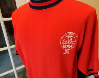 Vtg 80's Springfoot AcrylicTrim Swim Health Beauty Spa S/S Sweatshirt Fit L RARE
