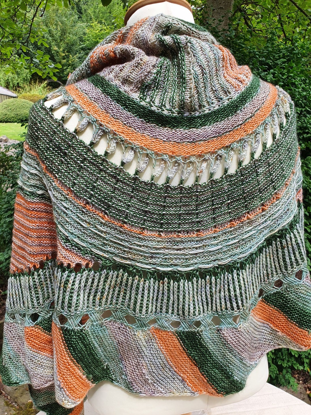 Handknitted Cloth in a Mix of Patterns Green Orange Beige Etsy