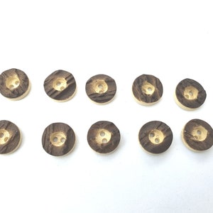 8 costume buttons, deer horn imitation, beige brown or white brown, several sizes