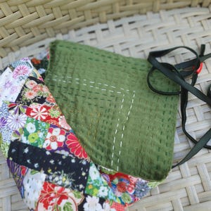 Sac enroulable style Kawandi, vert rouge