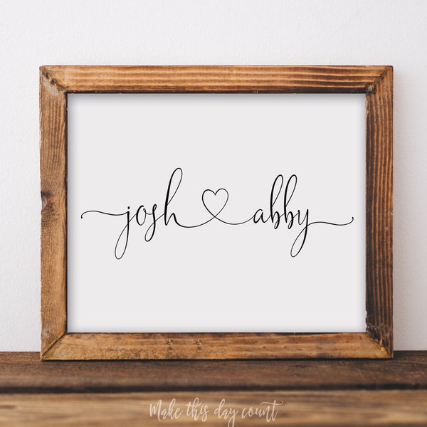 Couples Name Printable Art | Couple Names Custom Print, Personalized Engagement Gift, Custom Couple Name Print, Wedding Gift, Annoucement