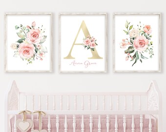 rose themed baby nursery