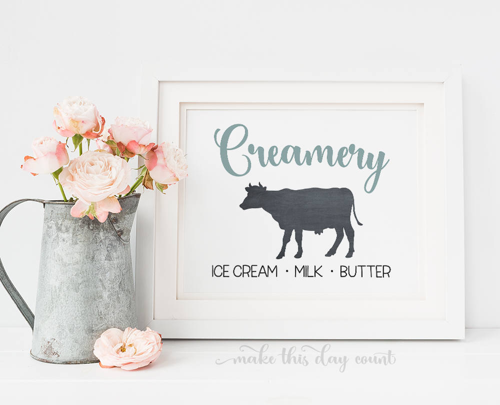 Kitchen Farmhouse Printable with Dairy Cow Print Rustic | Etsy